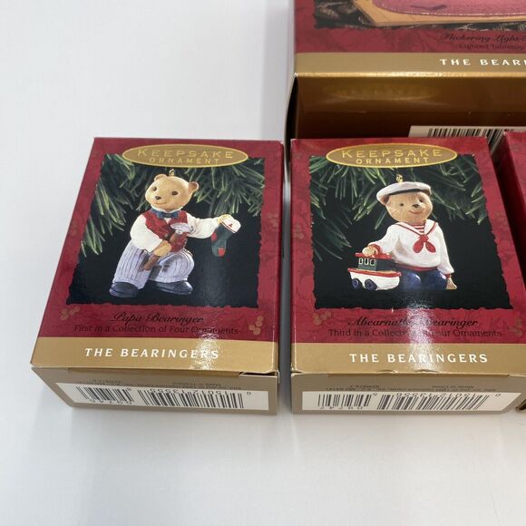 1993 Hallmark Keepsake Ornaments The Bearingers Fireplace Complete Set WORKING - Picture 8 of 10